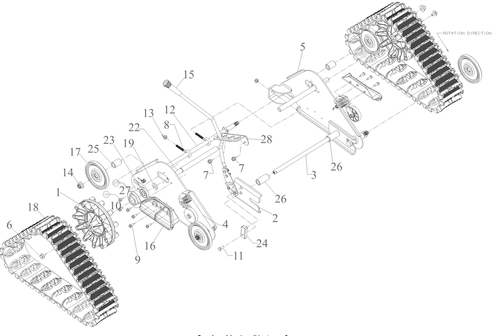 Track Drive Diagram and Parts List for 3X30-INCHTRAC (31AH7EVZ710)(2023) Cub Cadet Snow Blower